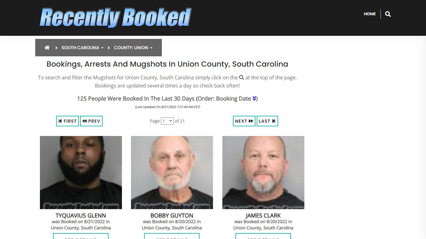 Recent bookings, Arrests, Mugshots in Union County, South Carolina